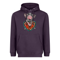 Plum baby pig with leopard heart Heavyweight Hoodie - BarkalooDesign