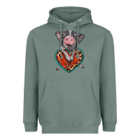 Sage baby pig with leopard heart Heavyweight Hoodie - BarkalooDesign