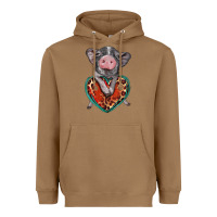 Toasted Coconut baby pig with leopard heart Heavyweight Hoodie - BarkalooDesign