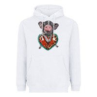 White baby pig with leopard heart Heavyweight Hoodie - BarkalooDesign