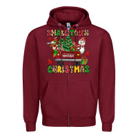 Burgundy Christmas Santa and reindeer truck Zipper Hoodie - MaliasSmallBusiness