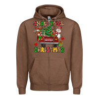 Chestnut Christmas Santa and reindeer truck Zipper Hoodie - MaliasSmallBusiness