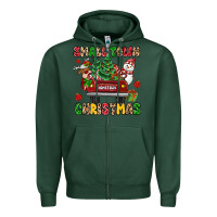 Sports Green Christmas Santa and reindeer truck Zipper Hoodie - MaliasSmallBusiness