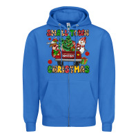 True Royal Christmas Santa and reindeer truck Zipper Hoodie - MaliasSmallBusiness