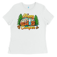 White happy camper Ladies Tee - Zillion Design Studio