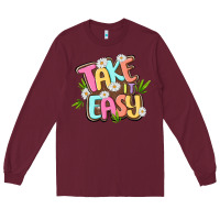 Burgundy take it easy Long Sleeve Tee - MaliasSmallBusiness