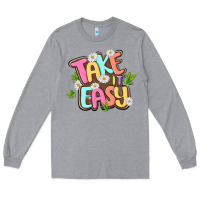Heather Grey take it easy Long Sleeve Tee - MaliasSmallBusiness