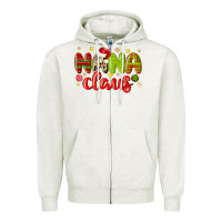 Oatmeal Heather nana claus Zipper Hoodie - MaliasSmallBusiness