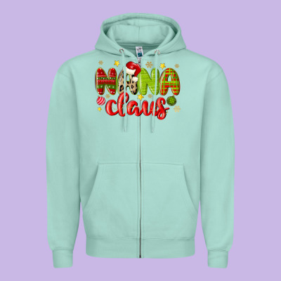 Nana Claus Zipper Hoodie Designed By Maliassmallbusiness