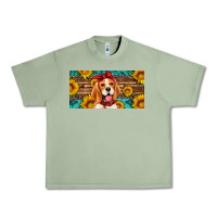 Oil Green beagle with sunflowers license plate Urban Heavy Tee - Artiststas