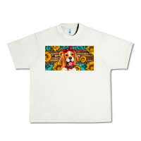 Pistachio beagle with sunflowers license plate Urban Heavy Tee - Artiststas