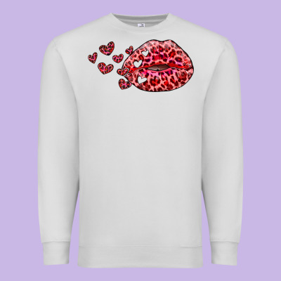 Kiss With Leopard And Hearts Premium Sweatshirt Designed By Ranaportraitstore