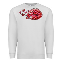 Dove Grey kiss with leopard and hearts Premium Sweatshirt - RanaPortraitStore