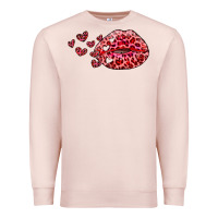 Pale Pink kiss with leopard and hearts Premium Sweatshirt - RanaPortraitStore