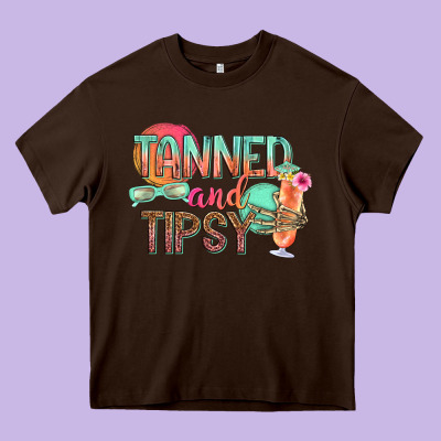 Tanned And Tipsy Heavy Core Tee Designed By Texasbilliewilder