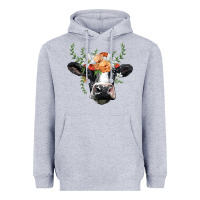 Heather Grey holstein cow head Heavyweight Hoodie - BarkalooDesign