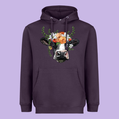 Holstein Cow Head Heavyweight Hoodie Designed By Barkaloodesign