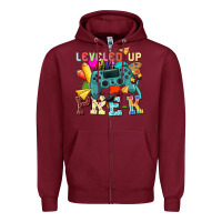 Burgundy leveled up pre k Zipper Hoodie - NancyCooperArtShop