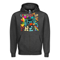 Charcoal Heather leveled up pre k Zipper Hoodie - NancyCooperArtShop