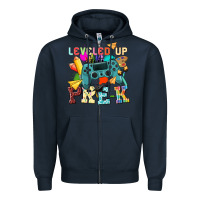 Navy leveled up pre k Zipper Hoodie - NancyCooperArtShop