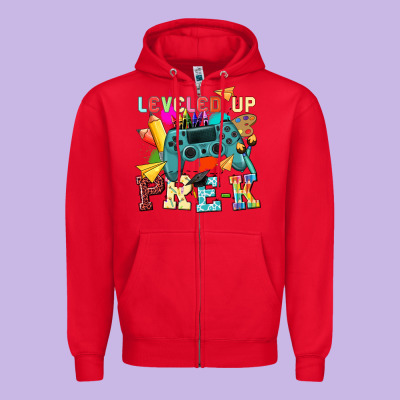 Leveled Up Pre K Zipper Hoodie Designed By Nancycooperartshop