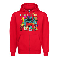 Red leveled up pre k Zipper Hoodie - NancyCooperArtShop