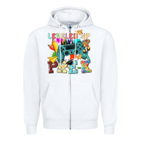 White leveled up pre k Zipper Hoodie - NancyCooperArtShop