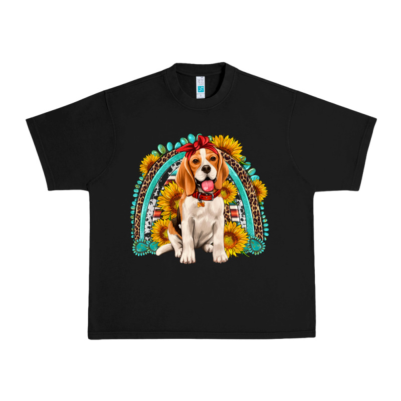 Beagle Turquoise And Sunflowers Rainbow Urban Heavy Tee by Artiststas | Teevron