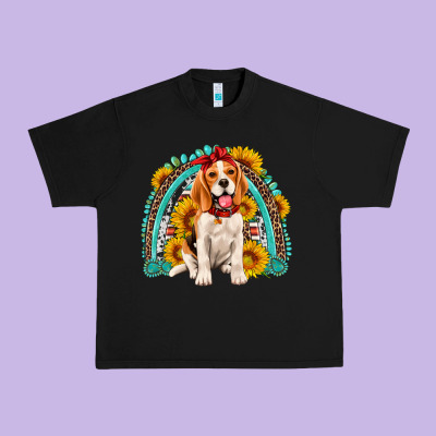 Beagle Turquoise And Sunflowers Rainbow Urban Heavy Tee Designed By Artiststas