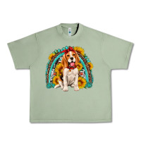 Oil Green beagle turquoise and sunflowers rainbow Urban Heavy Tee - Artiststas