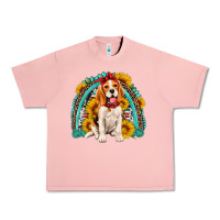 Salmon beagle turquoise and sunflowers rainbow Urban Heavy Tee - Artiststas