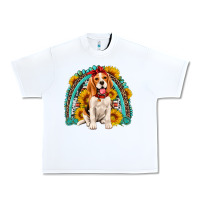 White beagle turquoise and sunflowers rainbow Urban Heavy Tee - Artiststas