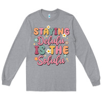 Heather Grey staying delulu is the solulu Long Sleeve Tee - MaliasSmallBusiness
