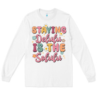White staying delulu is the solulu Long Sleeve Tee - MaliasSmallBusiness