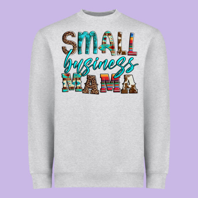 Small Business Mama Leopard Turquoise Aztec Serape Cowhide Heavyweight Sweatshirt Designed By Artiststas