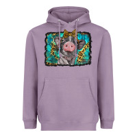 Lavender baby pig with leopard background Heavyweight Hoodie - BarkalooDesign
