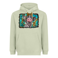 Matcha baby pig with leopard background Heavyweight Hoodie - BarkalooDesign