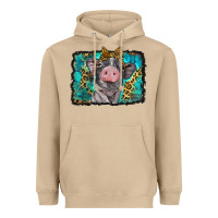 Mushroom baby pig with leopard background Heavyweight Hoodie - BarkalooDesign
