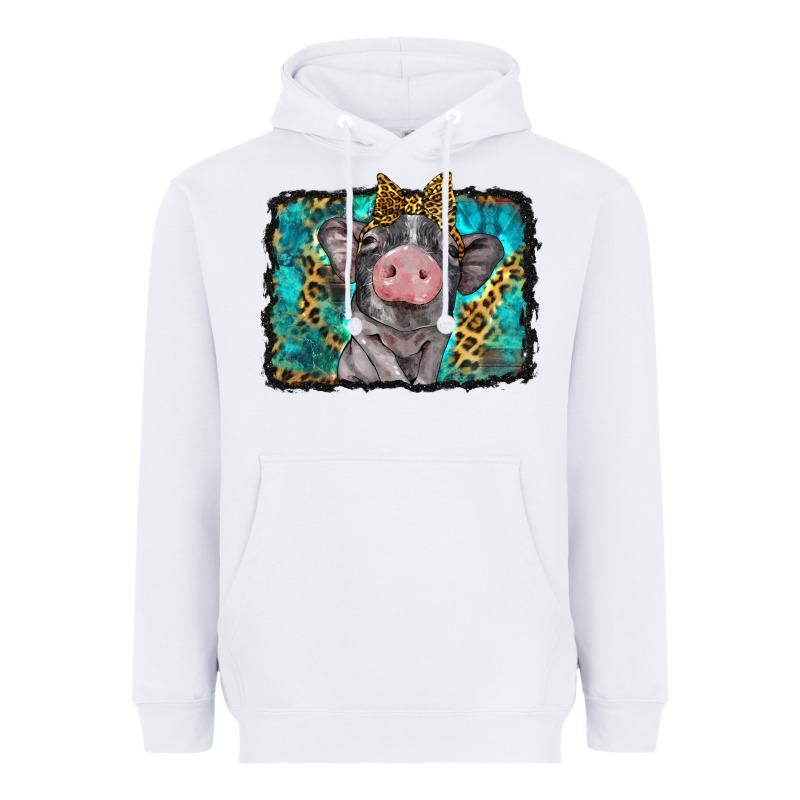 Baby Pig With Leopard Background Heavyweight Hoodie by BarkalooDesign | Teevron
