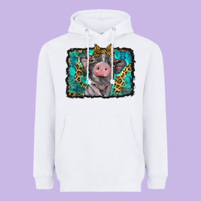 Baby Pig With Leopard Background Heavyweight Hoodie Designed By Barkaloodesign