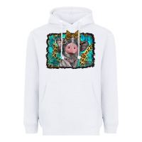 White baby pig with leopard background Heavyweight Hoodie - BarkalooDesign