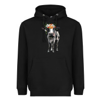 Black holstein cow floral wreath Heavyweight Hoodie - BarkalooDesign