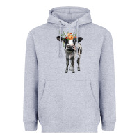 Heather Grey holstein cow floral wreath Heavyweight Hoodie - BarkalooDesign