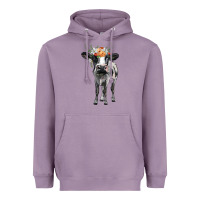 Lavender holstein cow floral wreath Heavyweight Hoodie - BarkalooDesign