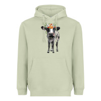 Matcha holstein cow floral wreath Heavyweight Hoodie - BarkalooDesign