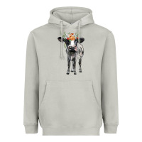 Holstein Cow Floral Wreath Heavyweight Hoodie | Teevron