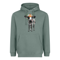 Sage holstein cow floral wreath Heavyweight Hoodie - BarkalooDesign