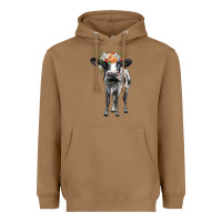 Toasted Coconut holstein cow floral wreath Heavyweight Hoodie - BarkalooDesign