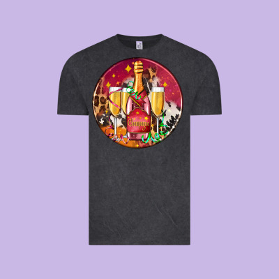 Christmas Champagne Bottle And Champagne's Vintage Tee Designed By Adodesignshop