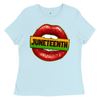 Baby Blue juneteenth lips Ladies Tee - texasbilliewilder